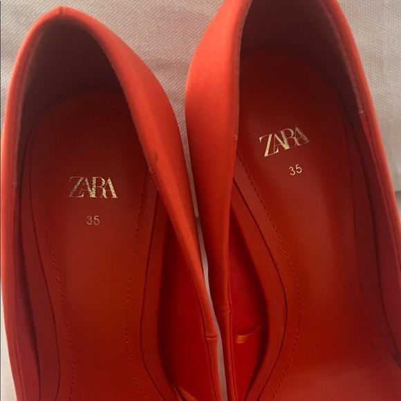 Zara Women's Orange-Red Heels - Picture 2 of 5